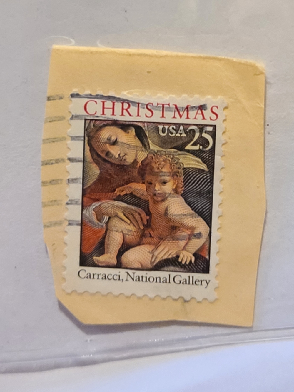 Antique Christmas Art Stamp - Cream, Red, Brown